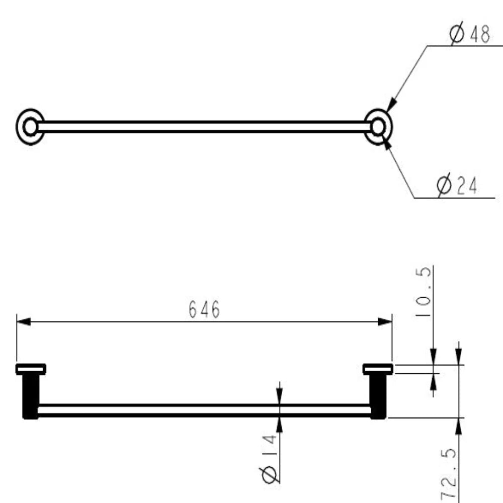 Linie Single Towel Rail 600mm Brushed Nickel 9902-600-BN