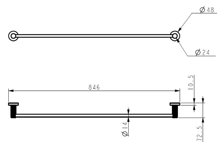 Linie Single Towel Rail 800mm Brushed Gold 9902-800-BG