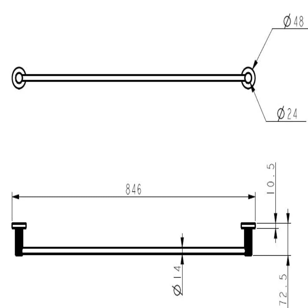 Linie Single Towel Rail 800mm Gunmetal 9902-800-GM
