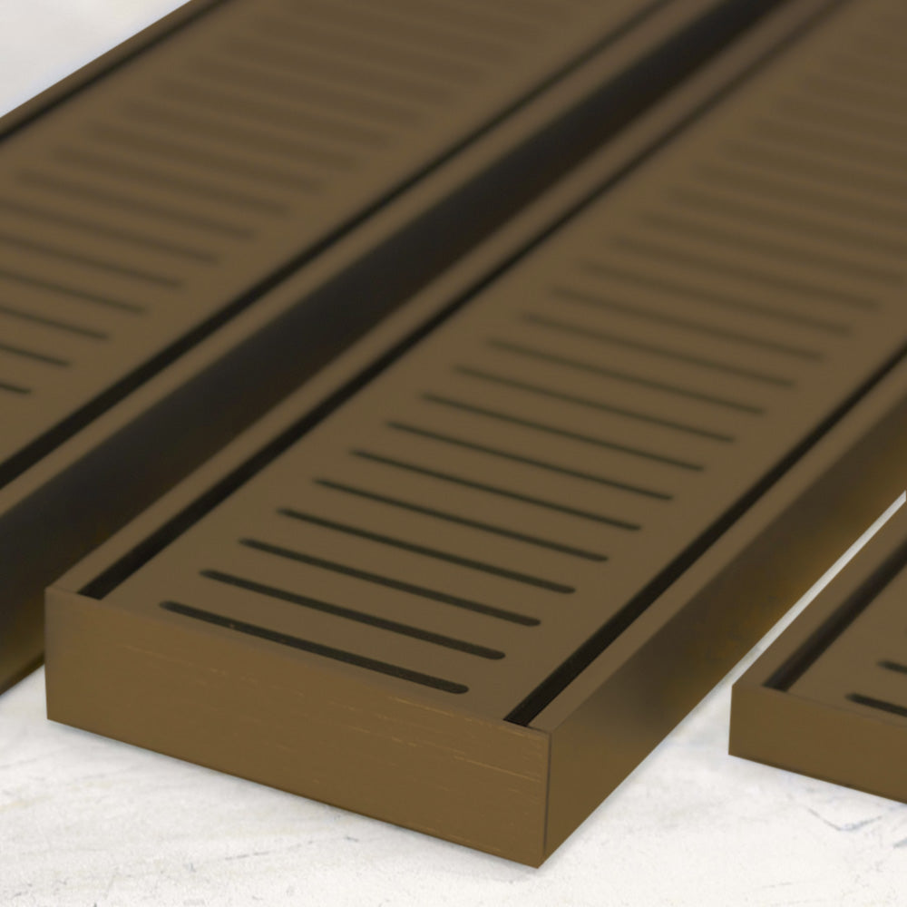 Aluminium Slimline Shower Grate Drain Antique Brass 300-3000x100x21mm - Bathroom Hub