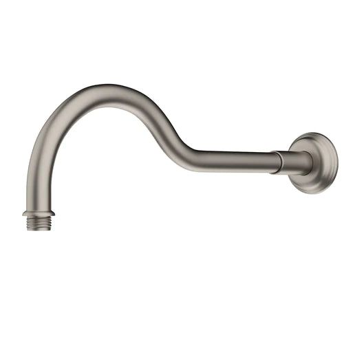 IKON Clasico Round Brushed Nickel Curved Shower Arm Brass