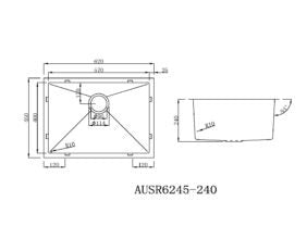 Handmade Stainless Steel Kitchen Sink / Laundry Tub (62cm x 45cm) – HMSB6245PVD