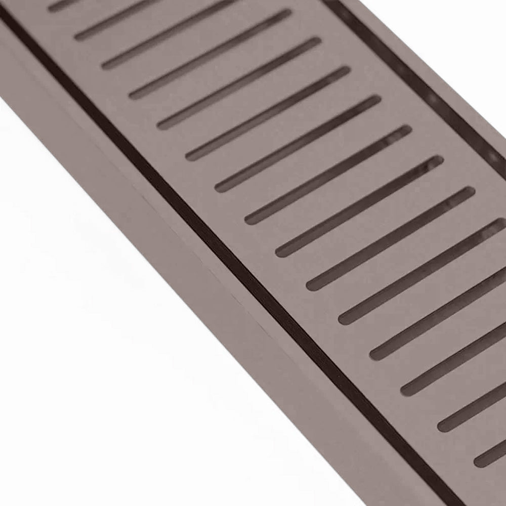 Aluminium Slimline Shower Grate Drain Brush Bronze 300-3000x100x21mm - Bathroom Hub