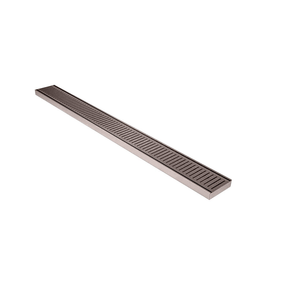 Aluminium Slimline Shower Grate Drain Brush Bronze 300-3000x100x21mm - Bathroom Hub