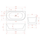1500mm Fluted V Groove Corner Matt White Freestanding Bath