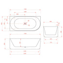 1700mm Fluted V Groove Corner Matt White Freestanding Bath