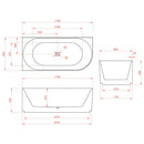 1700 mm Fluted V Groove Corner Matt Black Freestanding Bath