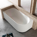 1500mm Fluted V Groove Corner Matt White Freestanding Bath