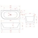 1500mm Fluted V Groove Corner Matt White Freestanding Bath