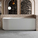 1500mm Fluted V Groove Corner Matt White Freestanding Bath