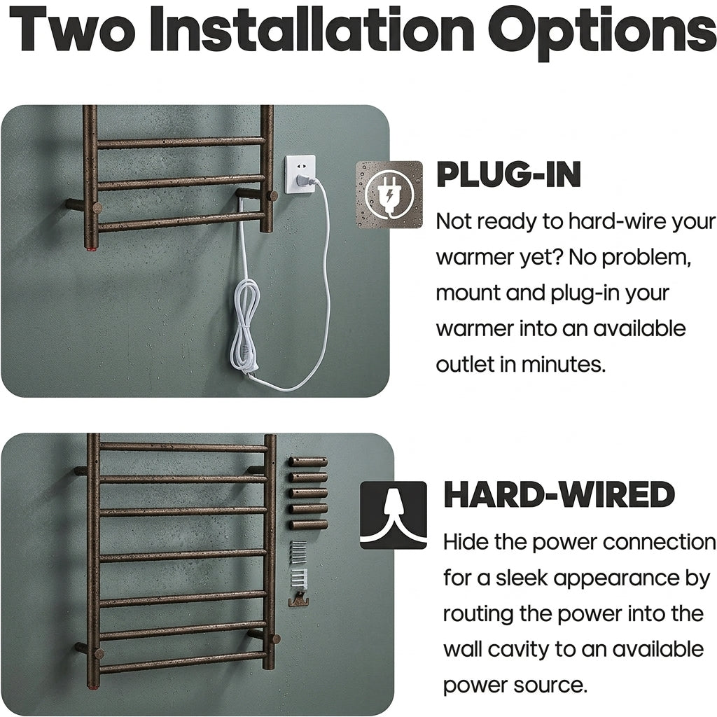 Antique Brass 7-Bar Heated Towel Rail- A7HTR-AB