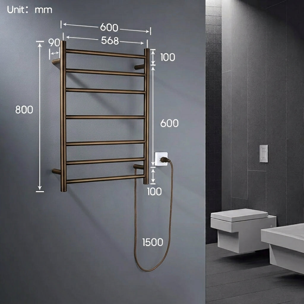 Antique Brass 7-Bar Heated Towel Rail- A7HTR-AB