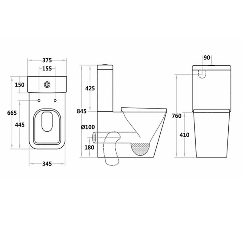 Back To Wall Rimless Toilet Suite Aura