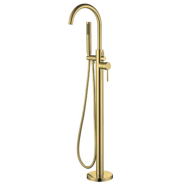 P&P Otus Freestanding Bath Mixer with Hand Shower Brushed Gold