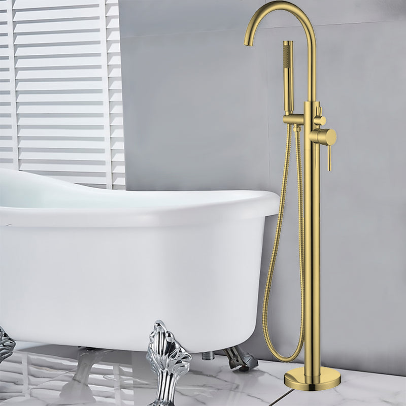 P&P Otus Freestanding Bath Mixer with Hand Shower Brushed Gold