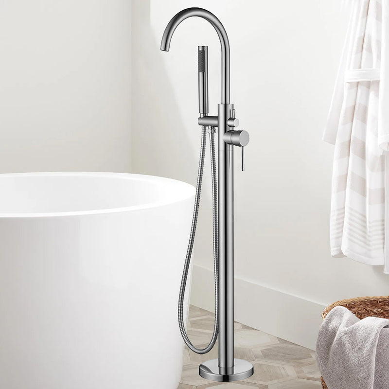 P&P Otus Freestanding Bath Mixer with Hand Shower Brushed Nickel