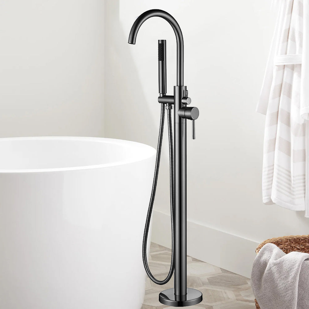 Otus Freestanding Bath Mixer with Hand Shower Gun Metal - BF2072GM - Bathroom Hub