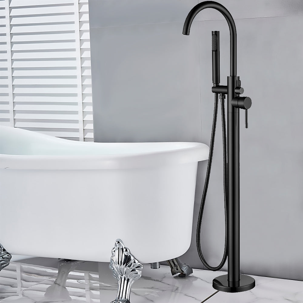 Otus Freestanding Bath Mixer with Hand Shower Matte Black - BF2072MB - Bathroom Hub