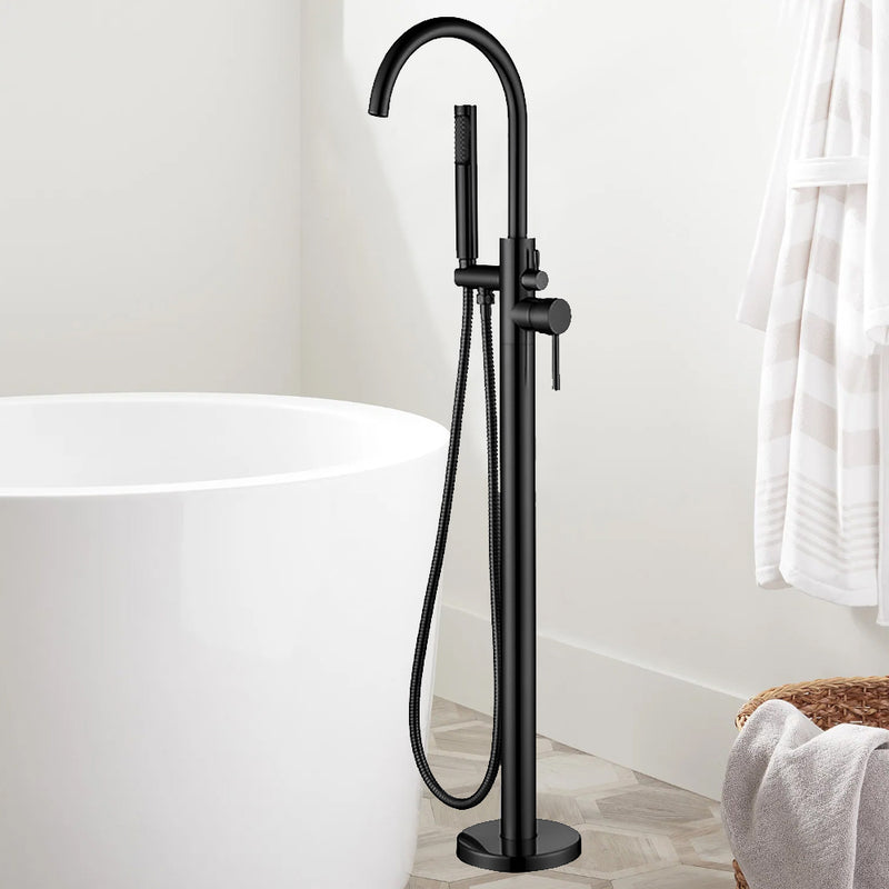 P&P Otus Freestanding Bath Mixer with Hand Shower Matte Black