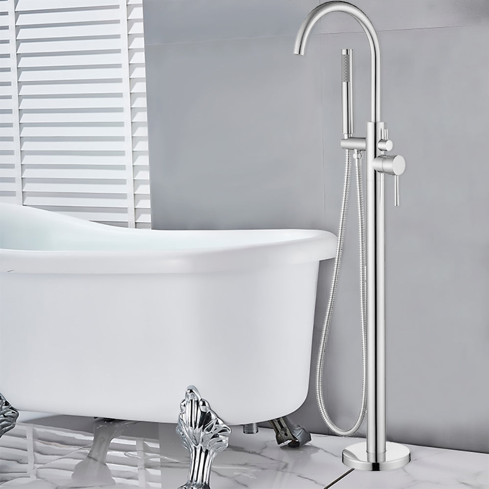 Otus Freestanding Bath Mixer with Hand Shower Chrome - BF2072 - Bathroom Hub