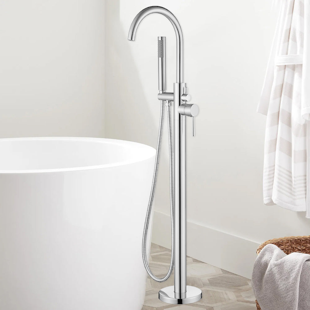 Otus Freestanding Bath Mixer with Hand Shower Chrome - BF2072 - Bathroom Hub