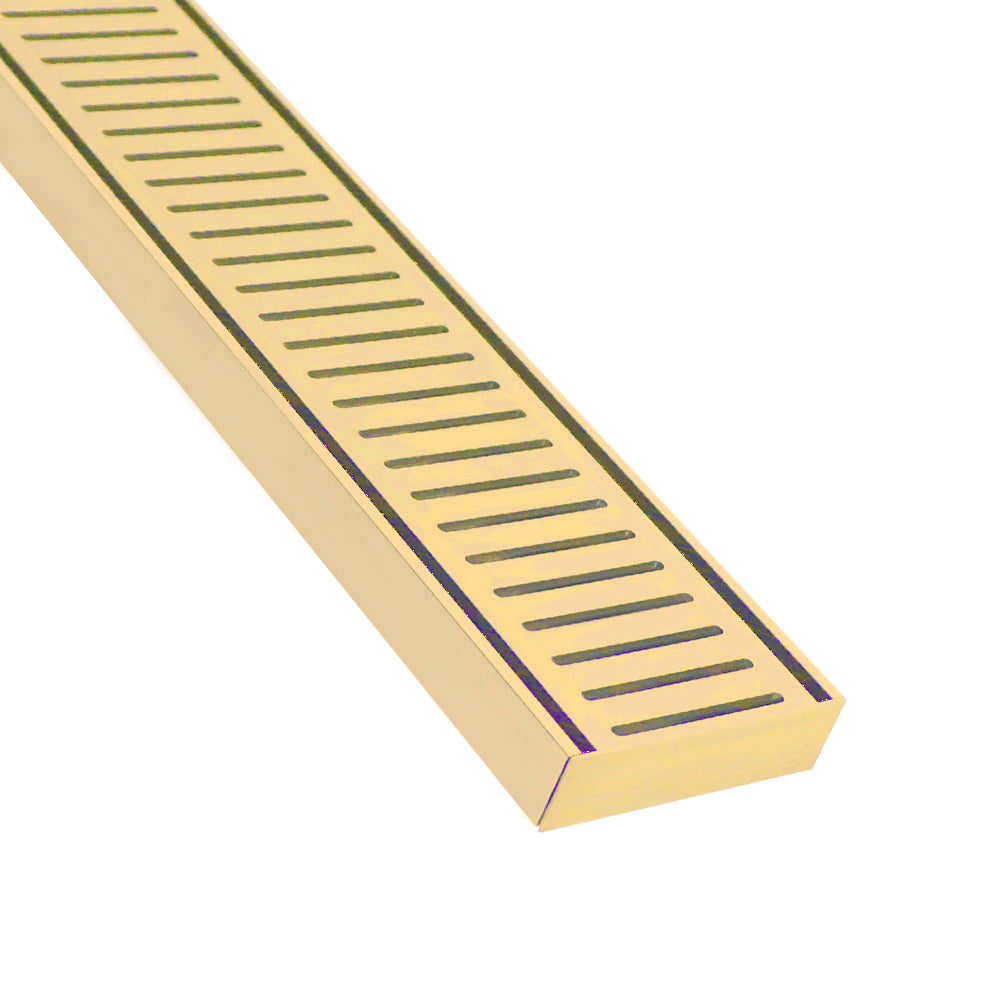 Aluminium Slimline Shower Grate Drain Matt Gold 300-3000x100x21mm - Bathroom Hub