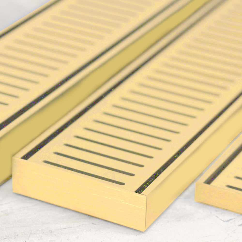 Aluminium Slimline Shower Grate Drain Matt Gold 300-3000x100x21mm - Bathroom Hub