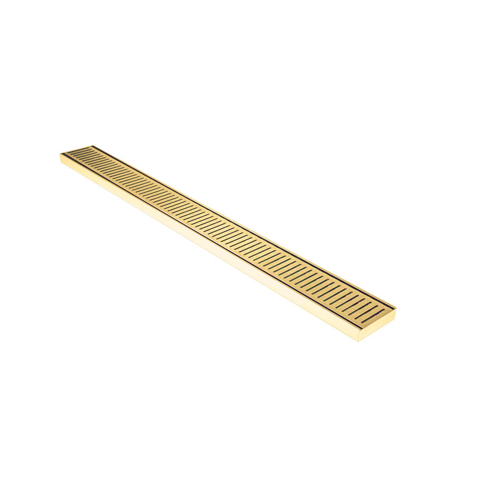 Aluminium Slimline Shower Grate Drain Matt Gold 300-3000x100x21mm - Bathroom Hub