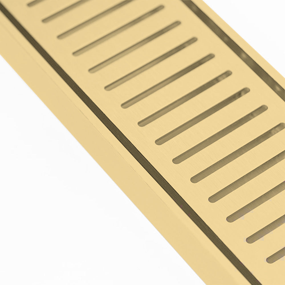 Aluminium Slimline Shower Grate Drain Matt Gold 300-3000x100x21mm - Bathroom Hub