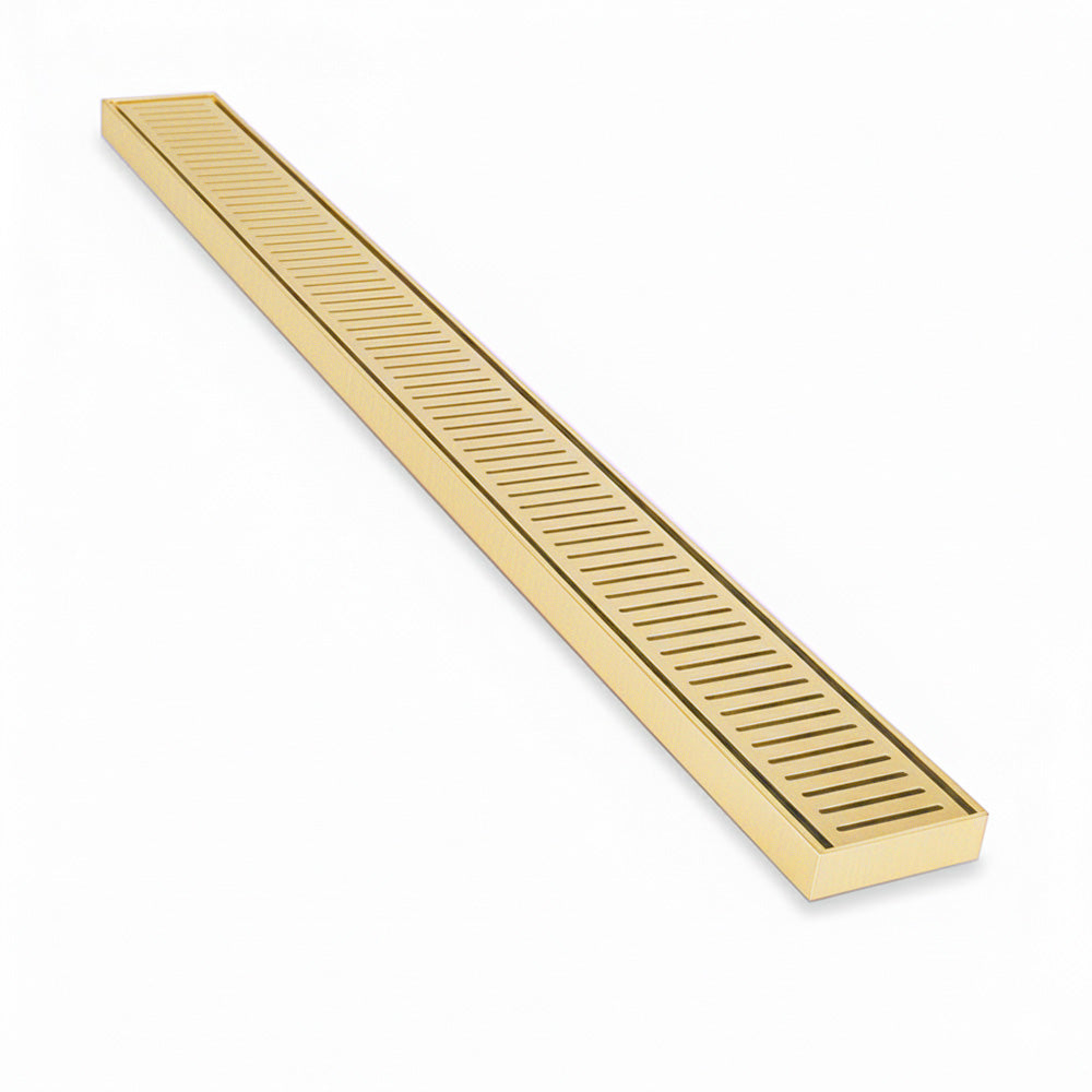 Aluminium Slimline Shower Grate Drain Matt Gold 300-3000x100x21mm - Bathroom Hub