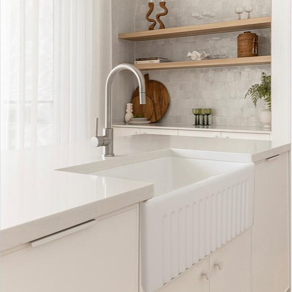 Small Bowl Fire Clay Farmhouse Sink - Bathroom Hub