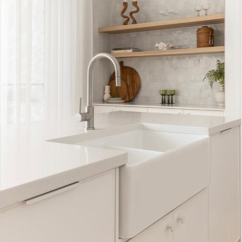 Double Bowl Fire Clay Farmhouse Sink - Bathroom Hub