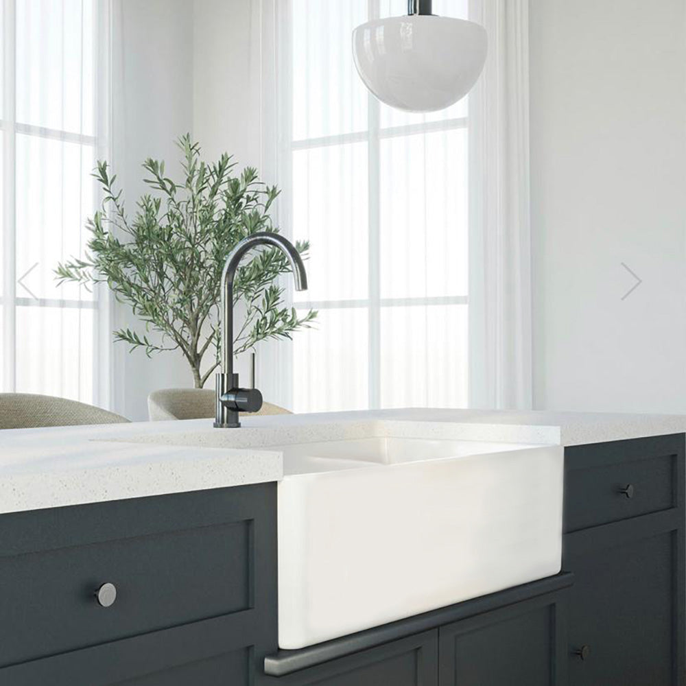 Double Bowl Fire Clay Farmhouse Sink - Bathroom Hub