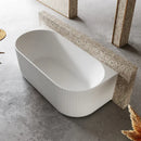 1500mm Fluted V Groove Matt White Back to Wall Freestanding Bath