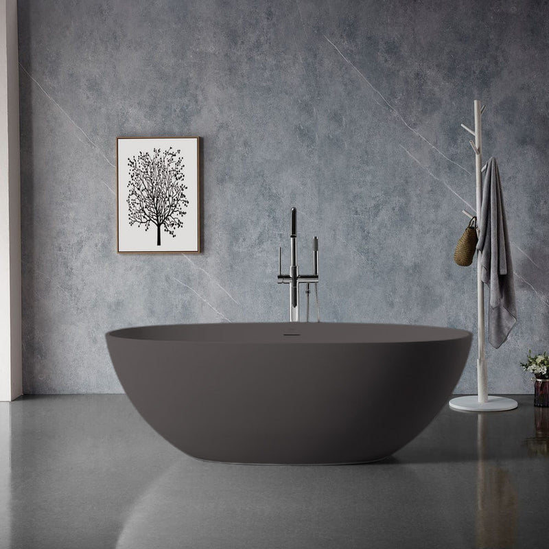 Solid Surface Cast Stone Freestanding Bath 1004 Matt Grey