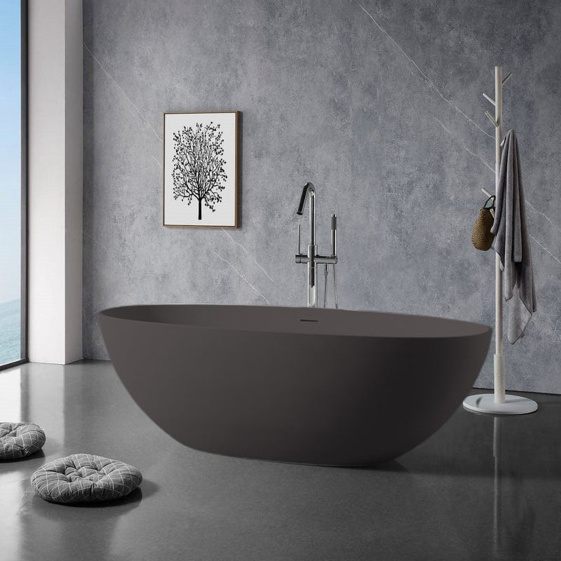 Solid Surface Cast Stone Freestanding Bath 1004 Matt Grey