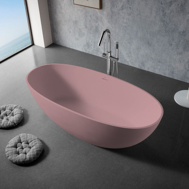 Solid Surface Cast Stone Freestanding Bath 1004 Matt Pink