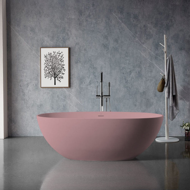 Solid Surface Cast Stone Freestanding Bath 1004 Matt Pink