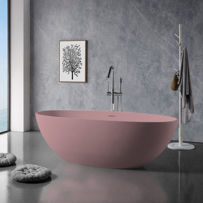 Solid Surface Cast Stone Freestanding Bath 1004 Matt Pink