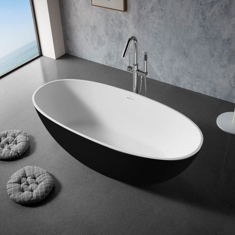 Solid Surface Cast Stone Freestanding Bath 1004 Matt White & Matt Black