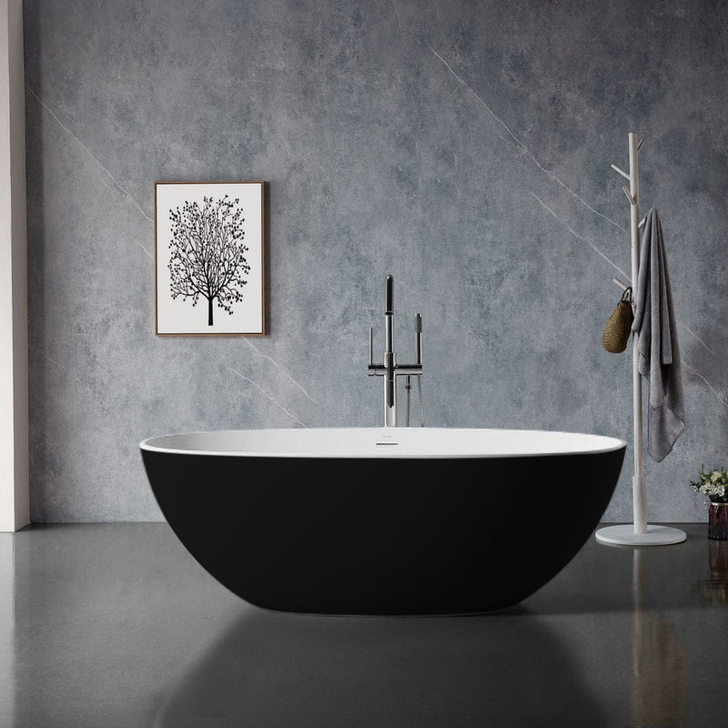 Solid Surface Cast Stone Freestanding Bath 1004 Matt White & Matt Black