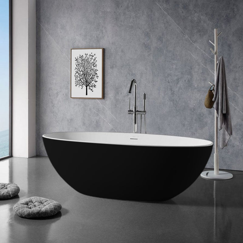 Solid Surface Cast Stone Freestanding Bath 1004 Matt White & Matt Black