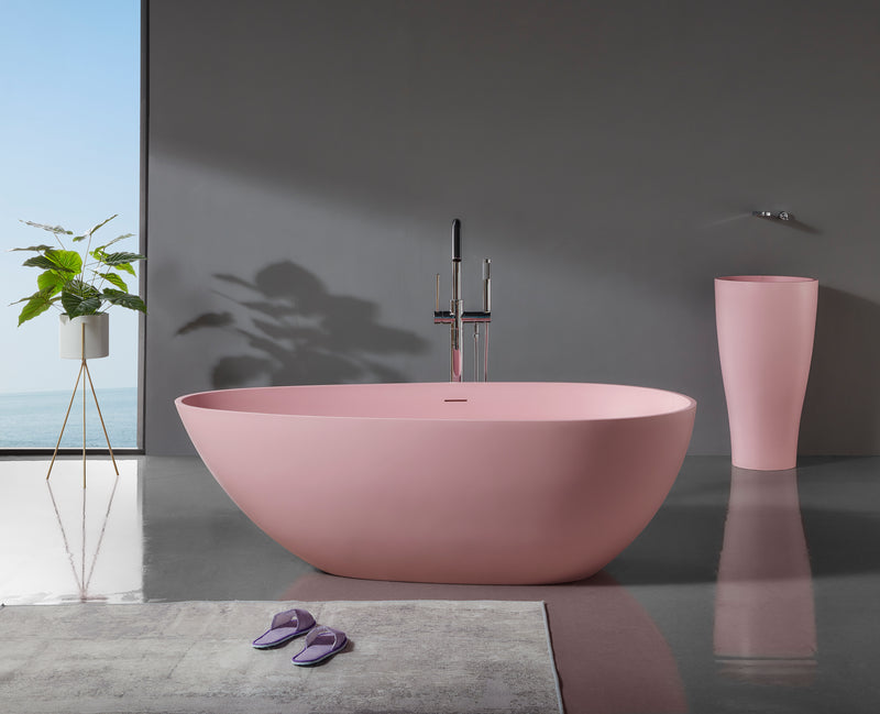 Solid Surface Cast Stone Freestanding Bath 1005 Matt Pink