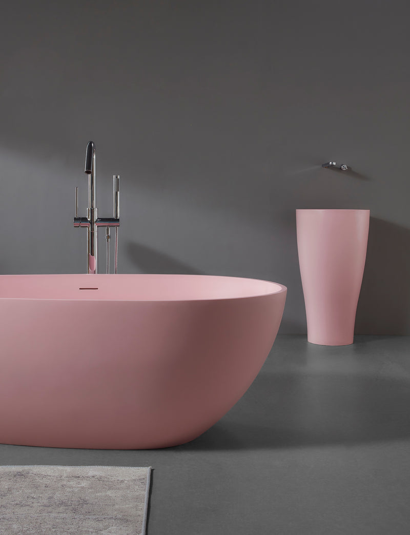 Solid Surface Cast Stone Freestanding Bath 1005 Matt Pink