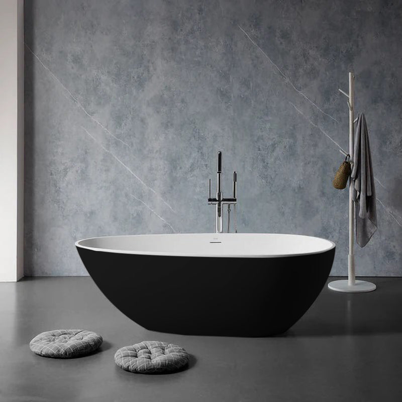 Solid Surface Cast Stone Freestanding Bath 1005 Matt White & Matt Black