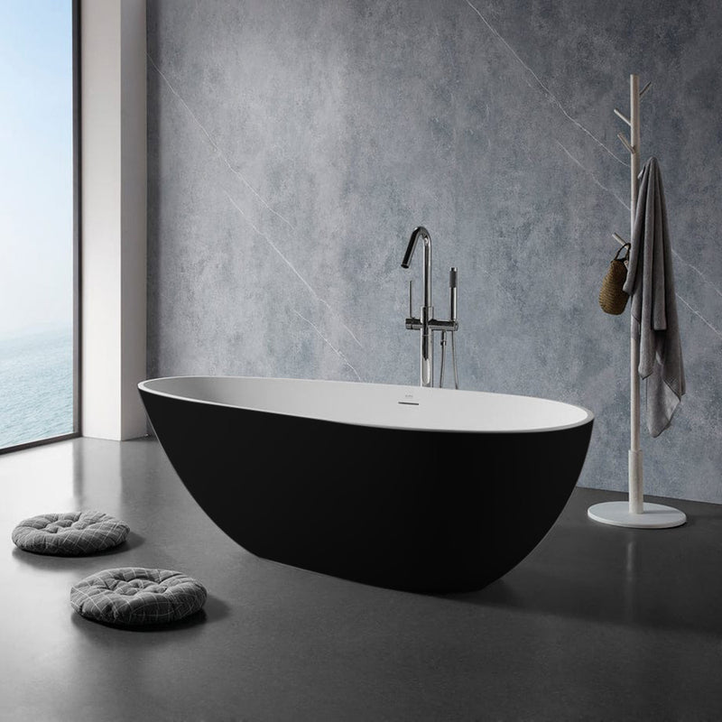 Solid Surface Cast Stone Freestanding Bath 1005 Matt White & Matt Black