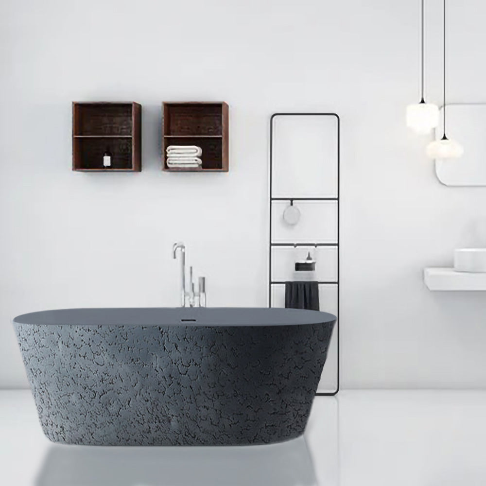 Solid Surface Cast Stone Freestanding Bath 1007 Concrete Finish - Bathroom Hub