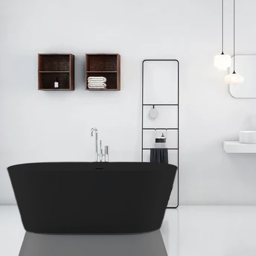 Solid Surface Cast Stone Freestanding Bath 1007 Matt Black - Bathroom Hub