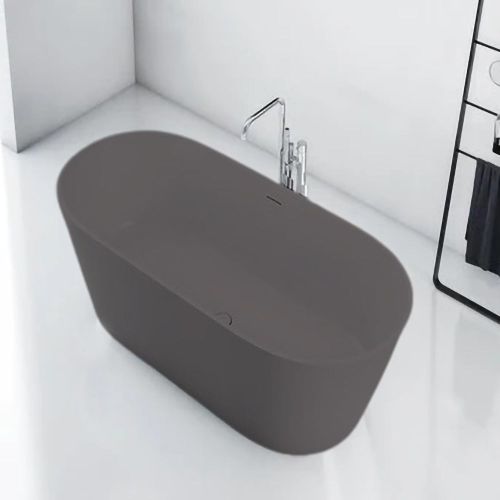 Solid Surface Cast Stone Freestanding Bath 1007 Matt Grey - Bathroom Hub