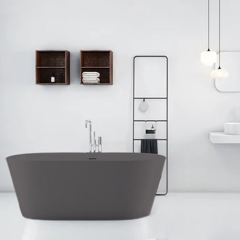 Solid Surface Cast Stone Freestanding Bath 1007 Matt Grey - Bathroom Hub